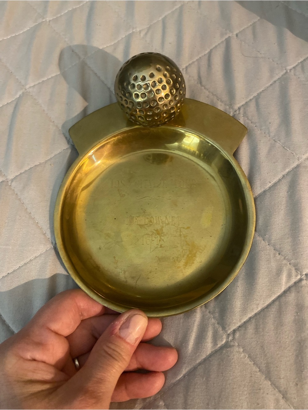Brass Ashtray Change Key Holder with Perforated Ball Accent